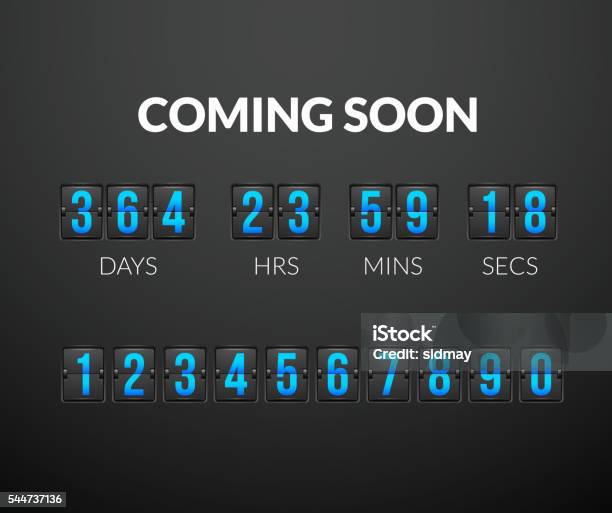 Coming Soon Flip Countdown Timer Panel Stock Illustration - Download Image Now - Financial Figures, Number, Throwing