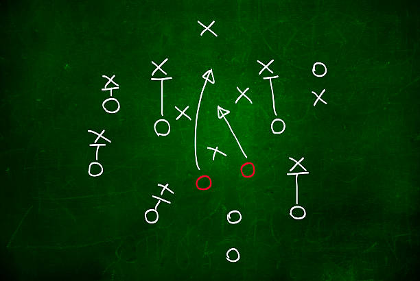 strategia tracciata - american football football blackboard play foto e immagini stock