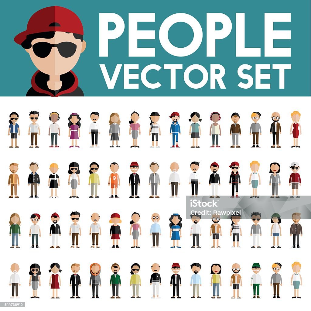 Diversity Community People Flat Design Icons Concept Adult stock vector