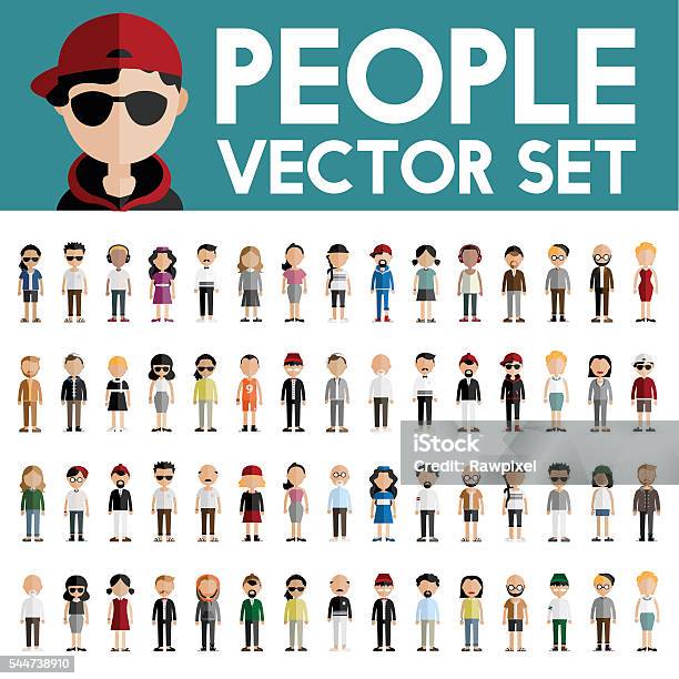 Diversity Community People Flat Design Icons Concept Stock Illustration - Download Image Now