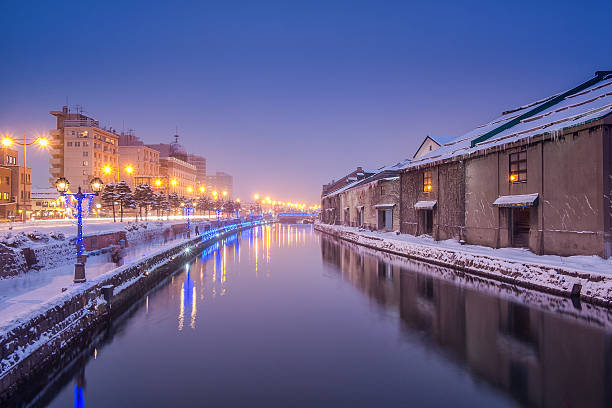 Otaru Canal in Winter Evening, Hokkaido, Japan