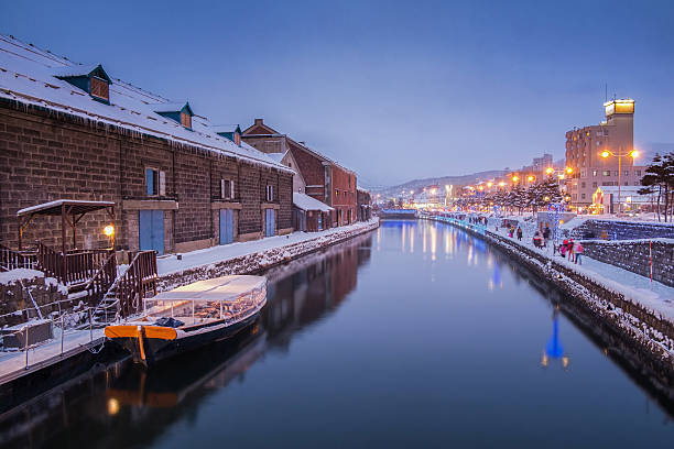 Otaru Canal in Winter Evening, Hokkaido, Japan