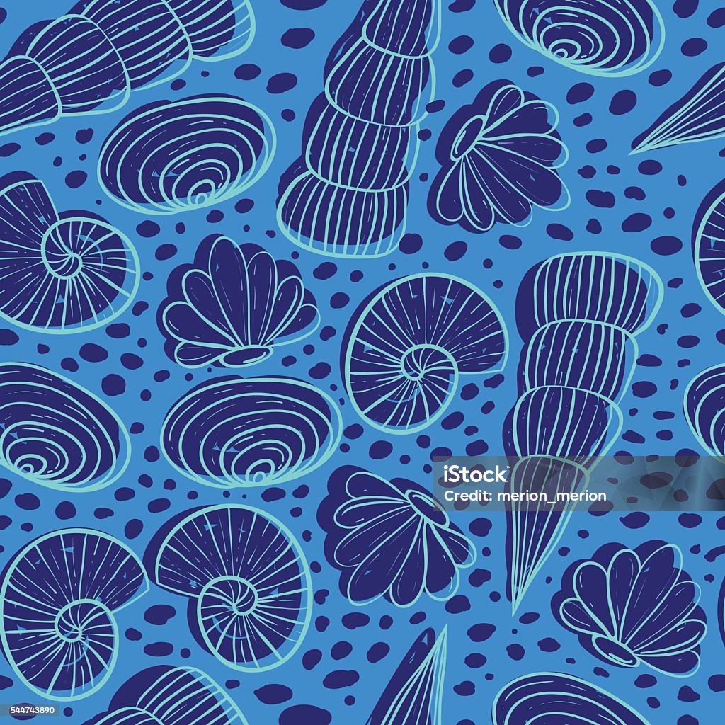 Seamless Sea Pattern With Different Shells Stock Illustration ...