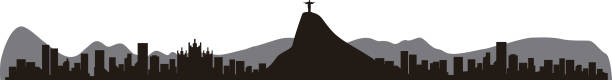 rio de janeiro brasilien skyline silhouette, vektor-illustration - christ the redeemer rio de janeiro city urban scene stock-grafiken, -clipart, -cartoons und -symbole