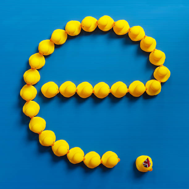 istock 'e' shaped sign of rubber ducks,UK leaving, Brexit concept. 544744690