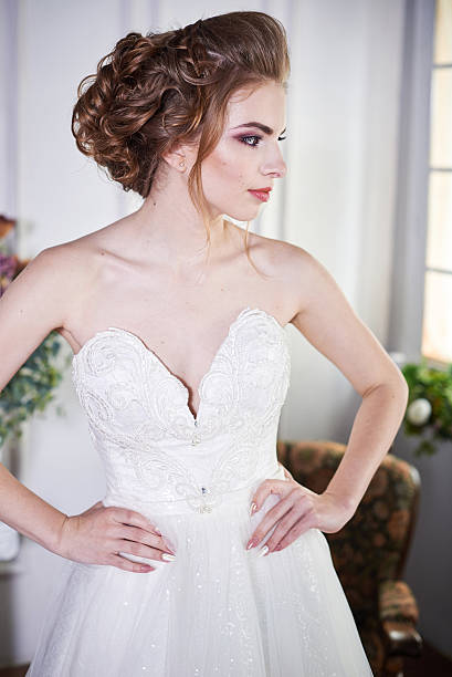 istock Beautiful Bride portrait wedding makeup and hairstyle with diamond crown 544746820