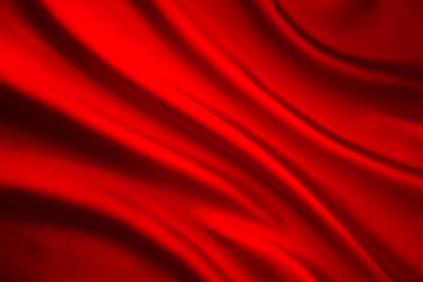 istock Silk Fabric Wave Background, Abstract Red Satin Cloth Texture 544747380