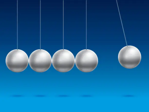 Vector illustration of Newton's cradle in blue background