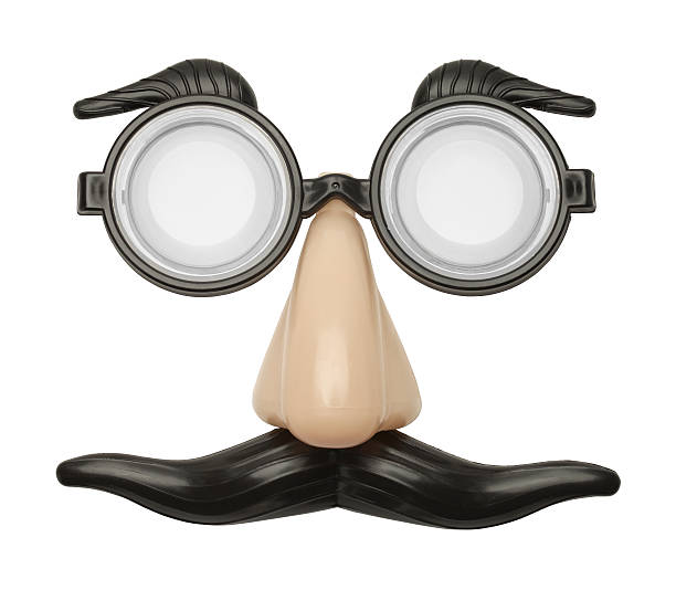 Funny Face Glasses Front Funny Nose, Glasses and Mustache Disguise Front View Isolated on a White Background. mask disguise photos stock pictures, royalty-free photos & images