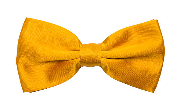 Gold Bow Tie Yellow Tuxedo Bowtie Isolated on a White Background. bow tie stock pictures, royalty-free photos & images