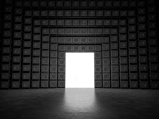 Photo of Abstract wall of guitar amps