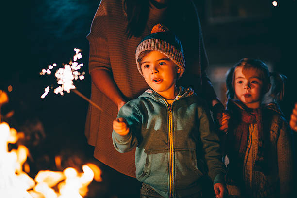 istock Little Boy Playing With a Sparkler 544795520