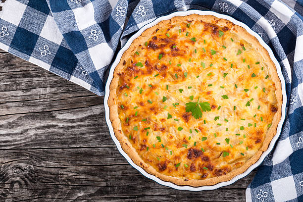 istock French onion quiche  or pie in a gratin dish 544797780