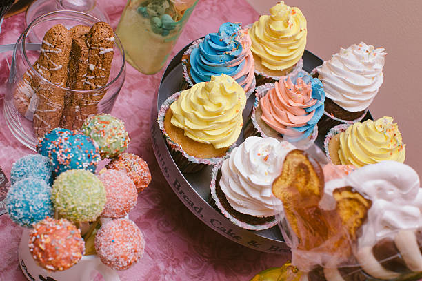 istock Multicolor Sweets on Candy Buffet with Cupcakes, Cookies and Marshmallows. 544798926