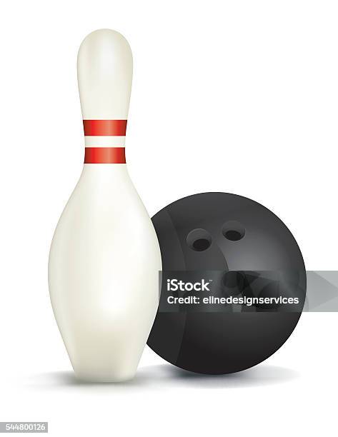 Bowling Pin And Ball Isolated Illustration Stock Illustration - Download Image Now - Bowling Alley, Bowling Ball, Bowling Pin