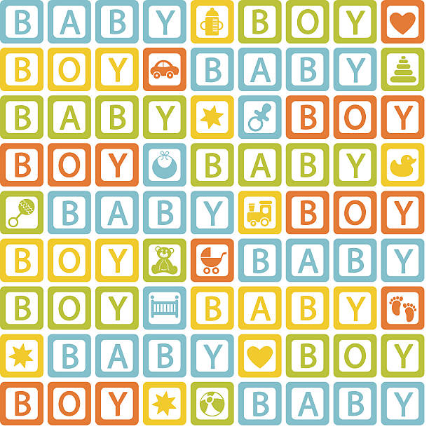 illustrations, cliparts, dessins animés et icônes de motif uniforme avec petit bébé blocs - bébé cubes