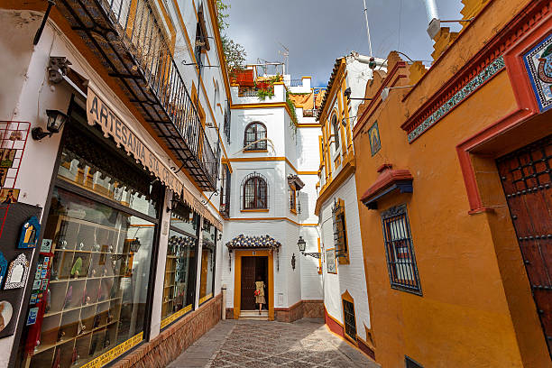 Seville, Spain - Typical architecture in Santa Cruz Quarter stock photo