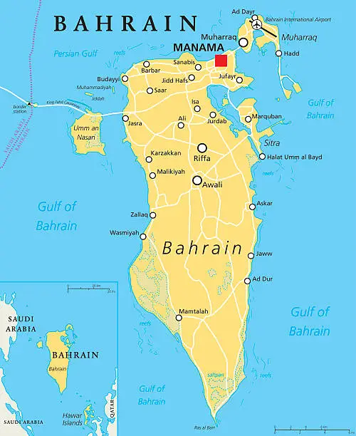 Vector illustration of Bahrain Political Map