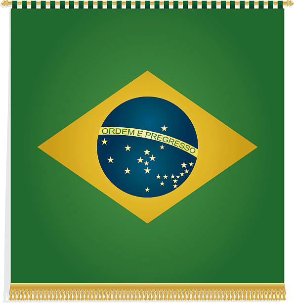 brazil flag banner brazil flag banner ornament, isolated on white fringe stock illustrations