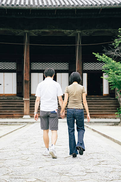 istock Japanese couple going to the temple, rear view 544806328