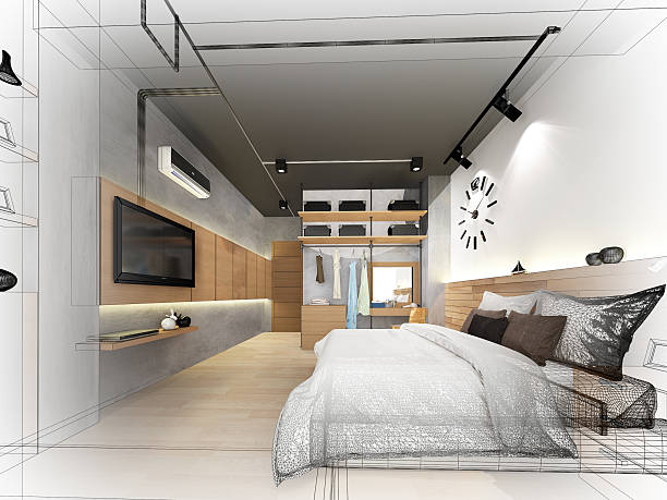 istock abstract sketch design of interior bedroom,3d rendering 544809104