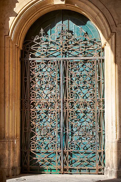 The forged openwork metal lace door on the Grandmaster's Palace, Valletta, Malta