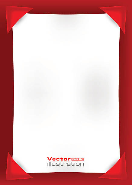 Empty white page on a red background vector art illustration