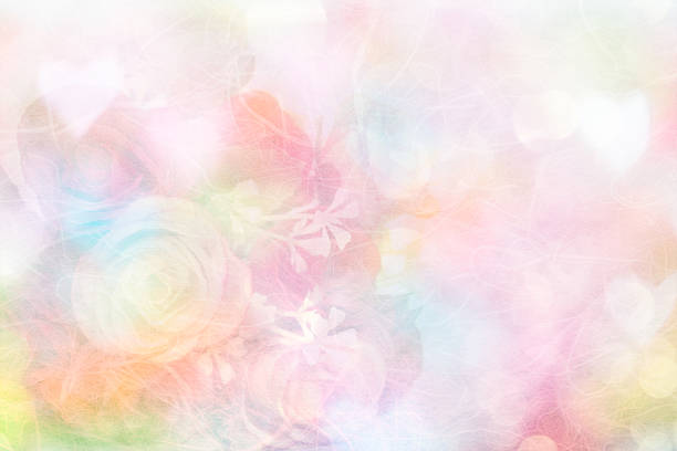 Soft and blur bouquet of roses on mulberry paper made vintage pastel style for backgroundSoft and blurred bouquet of roses on white background