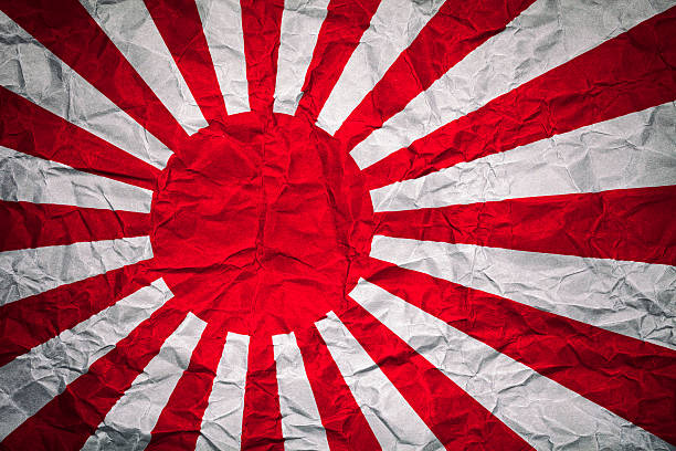 istock Japanese Naval Ensign on crumpled paper - Background Flag 544814590