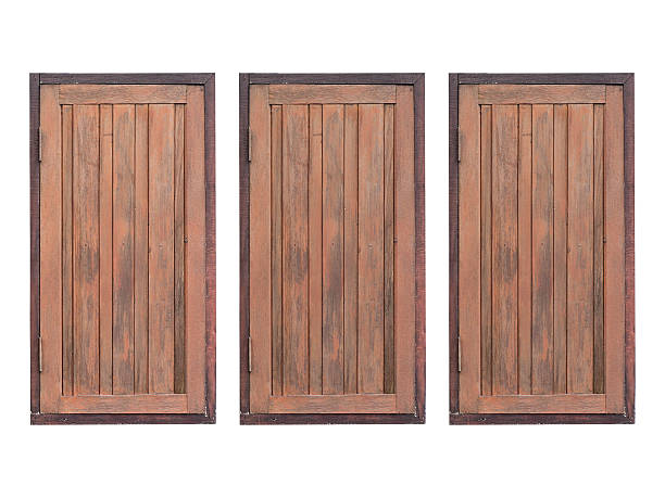 istock Brown wooden windows on white background 544814756