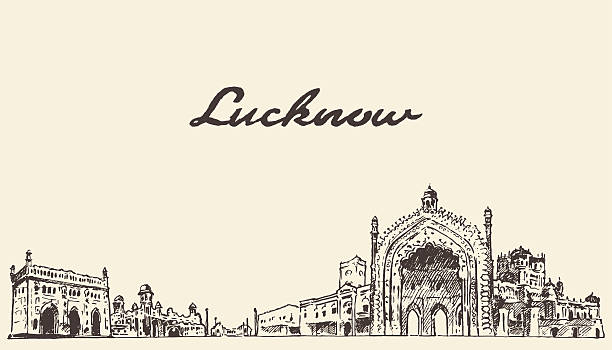 illustrazioni stock, clip art, cartoni animati e icone di tendenza di lucknow orizzonte illustrazione vettoriale schizzo disegno - lucknow