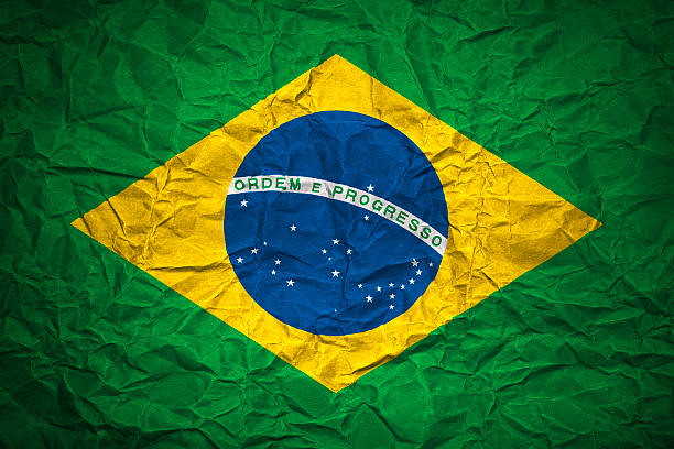 istock Brazilian Flag on crumpled paper - Background 544818742