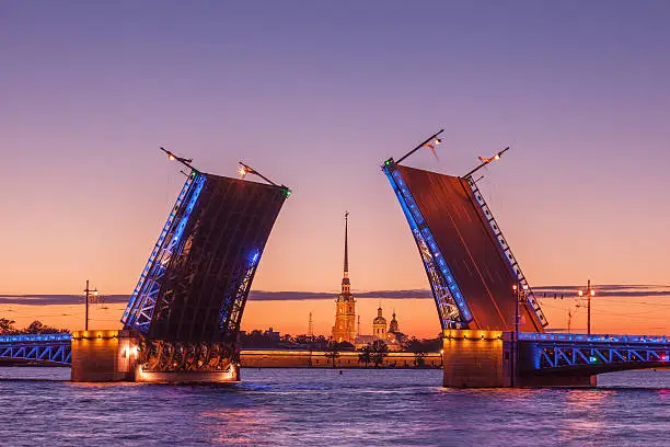 Photo of Palace drawbridge, White nights in Saint Petersburg, Russia
