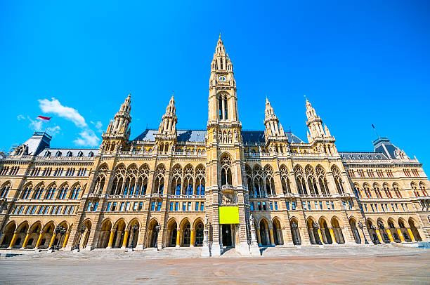 istock City Hall (Rathaus) against blue sky in Vienna, Austria 544959044