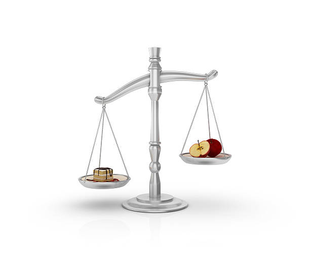 istock Weight Scale with Apple and Cake on White Background 544959602