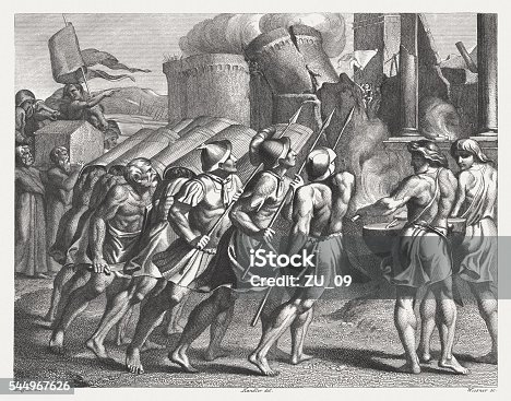 istock Destruction of Jericho (Joshua 6), steel engraving, published in 1841 544967626