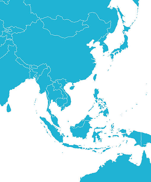 illustrazioni stock, clip art, cartoni animati e icone di tendenza di mappa di asia orientale - asia orientale