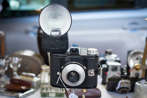 istock Vintage cameras on car boot sale 544969670