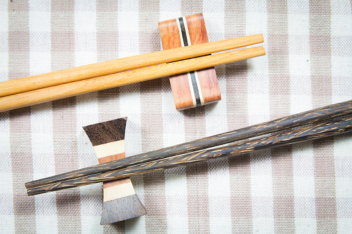 wooden chopsticks on a fabric