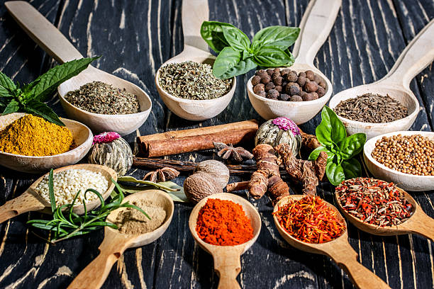 istock Colorful aromatic  spices and herbs 544972816