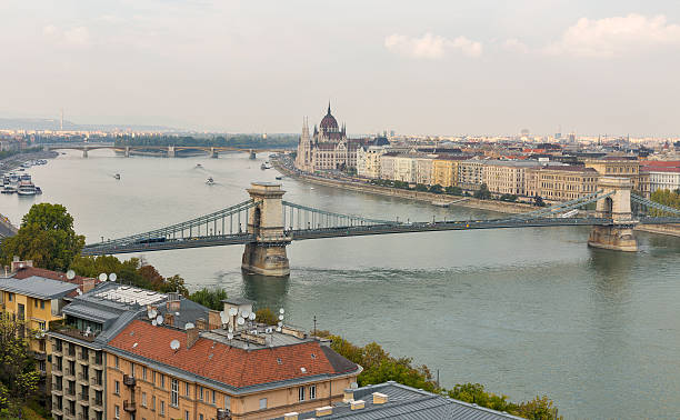 istock Budapest cityscape with Chain Bridge, Parliament Building and Danube River 544974052