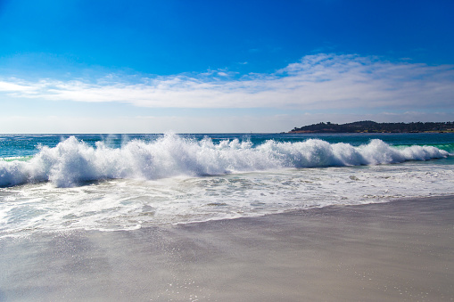 Huge Ocean Waves in Carmel-by-the-Sea, in California, USA