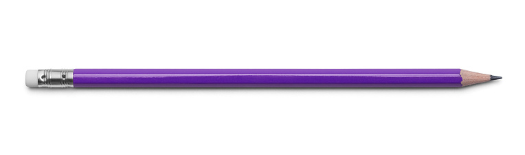 Purple Number 2 Pencil Isolated on a White Background.
