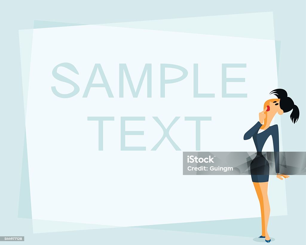 Businesswoman near banner Vector illustration of a businesswoman near banner Adult stock vector