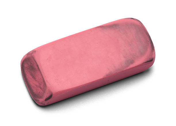 Worn Pink Eraser Used Worn Pink Eraser Isolated on a White Background. eraser photos stock pictures, royalty-free photos & images