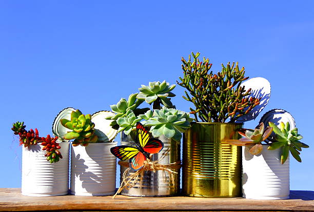 Group of recycled cans.