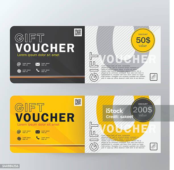 Gift Voucher Template Design Concept For Gift Coupon Stock Illustration - Download Image Now