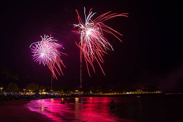 istock Fireworks in the night sky over Honolulu, Hawaii 544985672