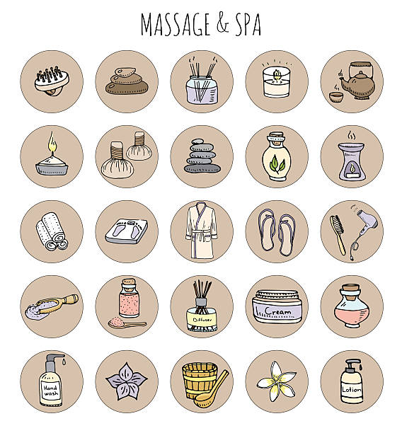 massage und spa - lastone therapy illustrations stock-grafiken, -clipart, -cartoons und -symbole
