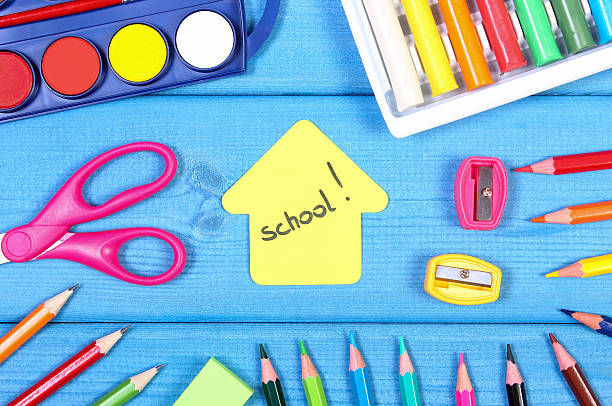 istock School accessories and shape of building, back to school concept 544986408